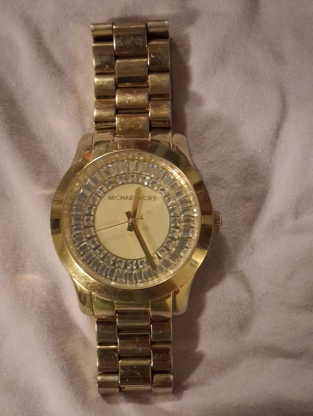 Michael Kors Gold Crystal-Trim Bracelet Watch